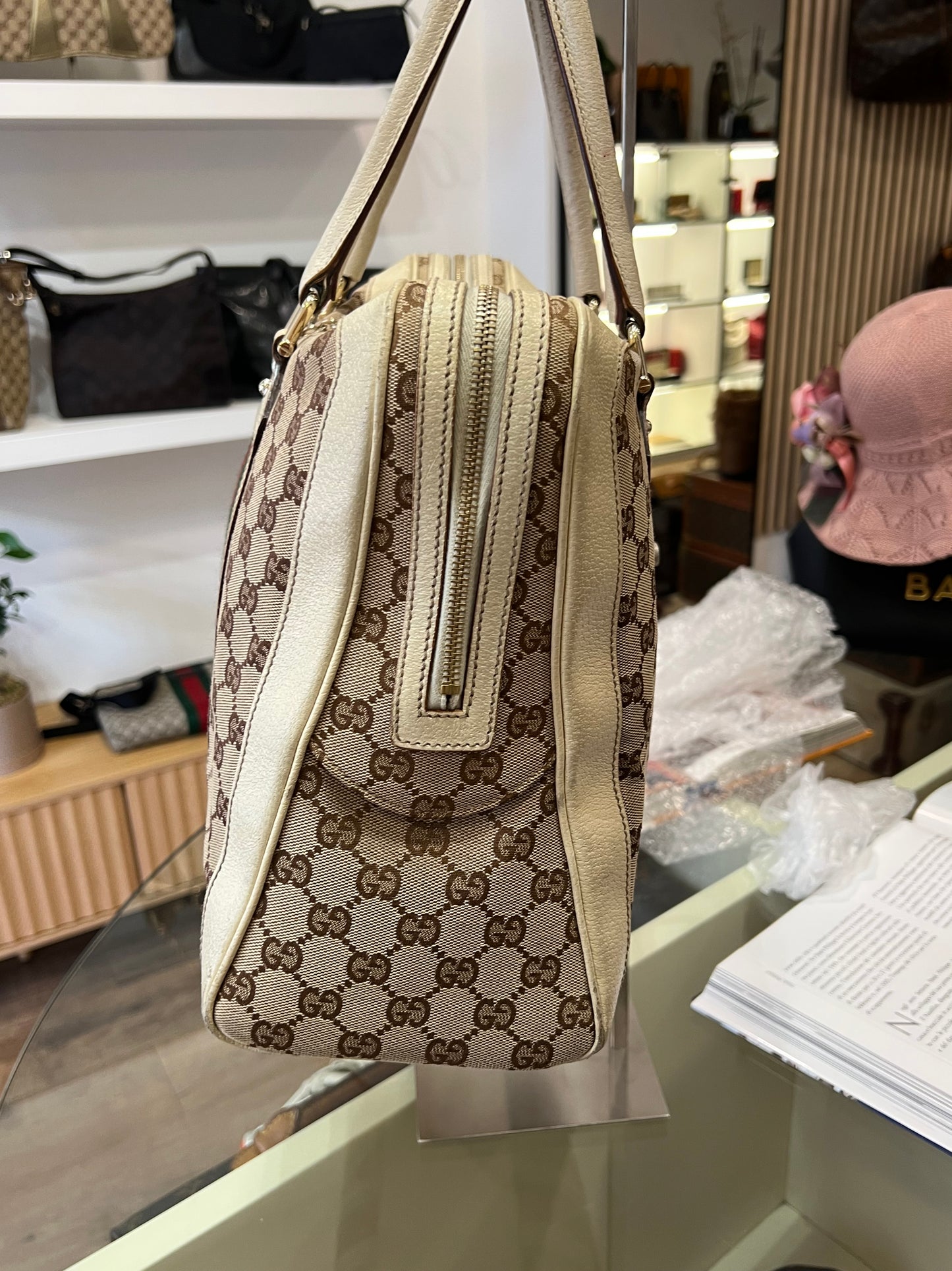 Gucci Boston Web GG Canvas con Lucchetto