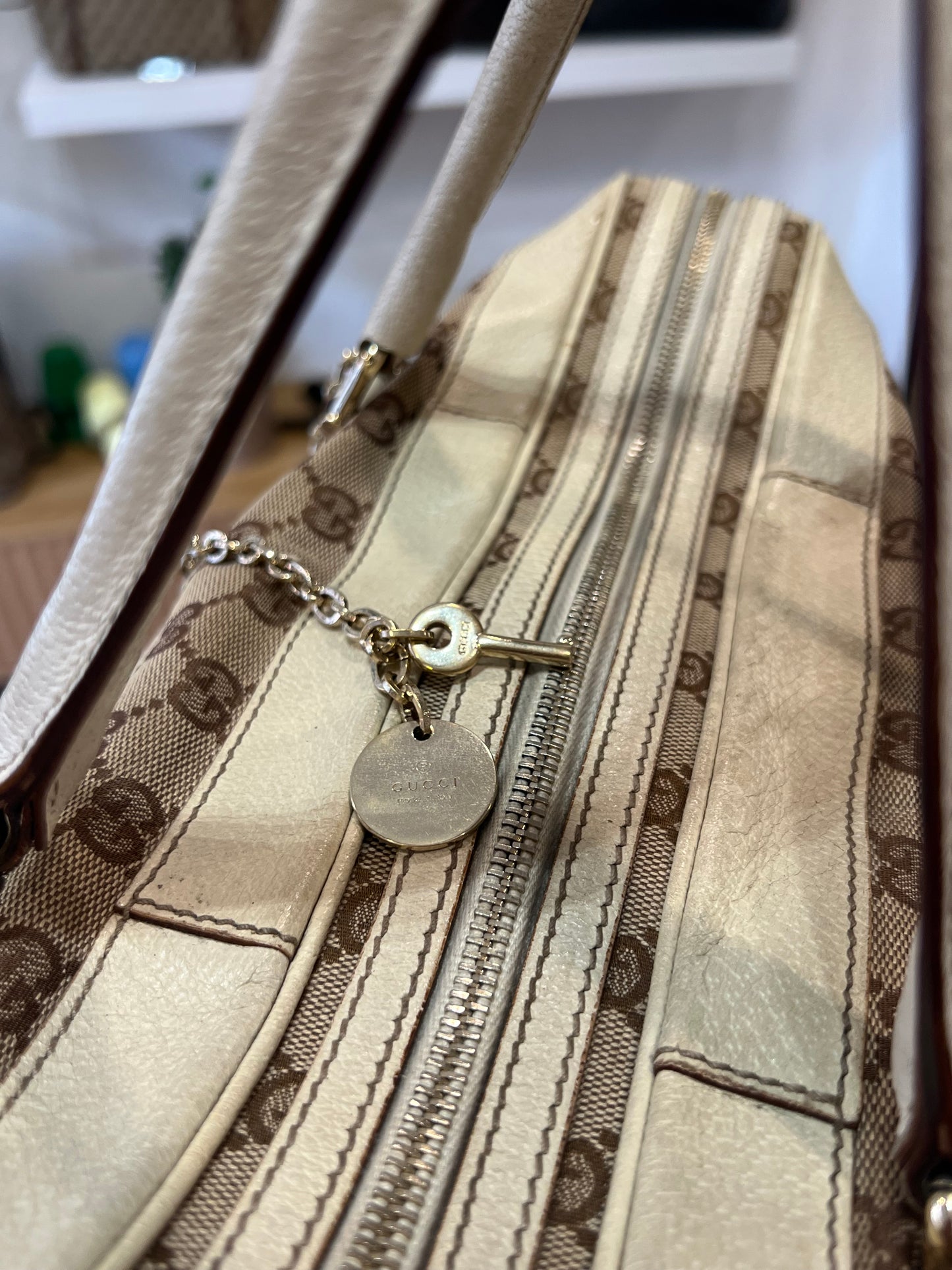 Gucci Boston Web GG Canvas con Lucchetto