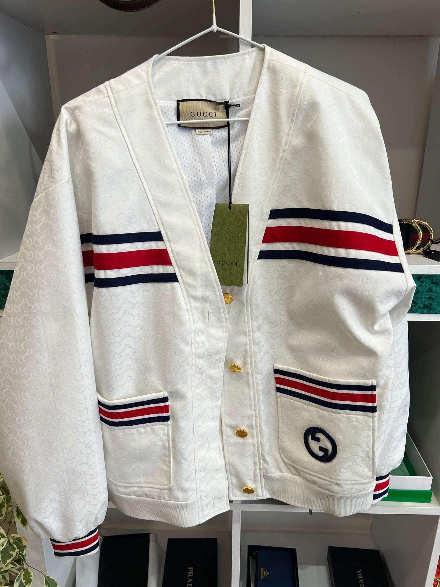 Gucci Giacca Sportiva Bianco Monogram – Nuova con Cartellino