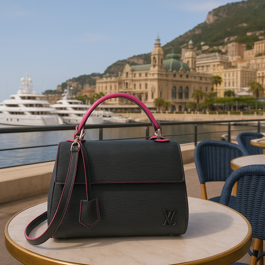 Louis Vuitton Cluny BB con tracolla e dettagli fucsia