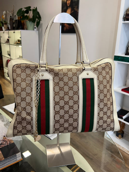Gucci Boston Web GG Canvas con Lucchetto