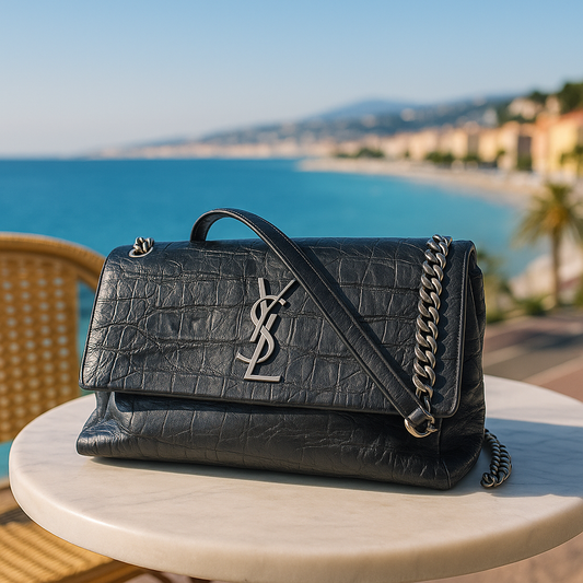 Saint Laurent West Hollywood in Pelle Nera con Tracolla a Catena