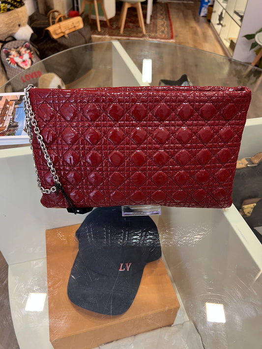 Dior Pochette Lady Dior Cannage Vernice Bordeaux
